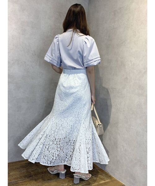dazzlin（ダズリン）の「ハイウエストレースマーメイドスカート（スカート・レディース・オフホワイト/ベージュ/ブルー・SMALL/MEDIUM）」の9枚目の写真
