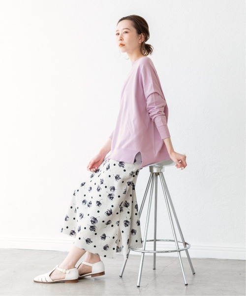 IENA（イエナ）の「《追加》コットンストレッチNEOワイド長袖プルオーバー（ニット/セーター・レディース・ホワイト/ラベンダー/グリーン系その他・FREE）」の10枚目の写真