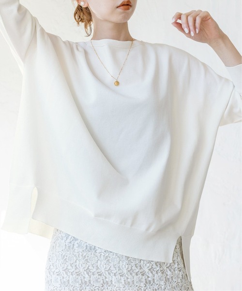 IENA（イエナ）の「《追加》コットンストレッチNEOワイド長袖プルオーバー（ニット/セーター・レディース・ホワイト/ラベンダー/グリーン系その他・FREE）」の14枚目の写真