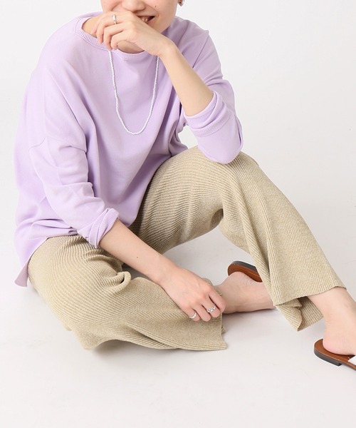 IENA（イエナ）の「《追加》コットンストレッチNEOワイド長袖プルオーバー（ニット/セーター・レディース・ホワイト/ラベンダー/グリーン系その他・FREE）」の4枚目の写真