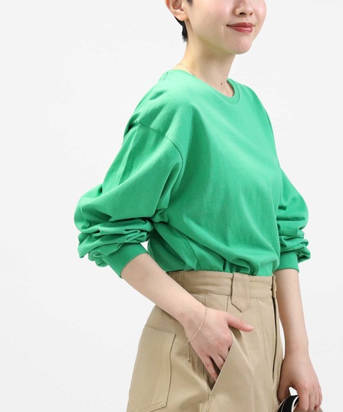 Right-on（ライトオン）の「【HONEYSUCKLE ROSE】スリットビッグロンＴ（Tシャツ/カットソー・レディース・グレー/ブラック/グリーン/オレンジ/ホワイト/ピンク・S/M/L）」の4枚目の写真