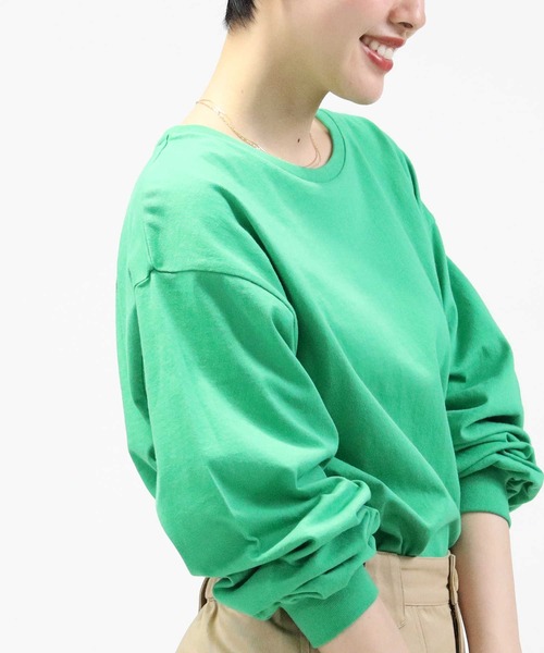 Right-on（ライトオン）の「【HONEYSUCKLE ROSE】スリットビッグロンＴ（Tシャツ/カットソー・レディース・グレー/ブラック/グリーン/オレンジ/ホワイト/ピンク・S/M/L）」の10枚目の写真