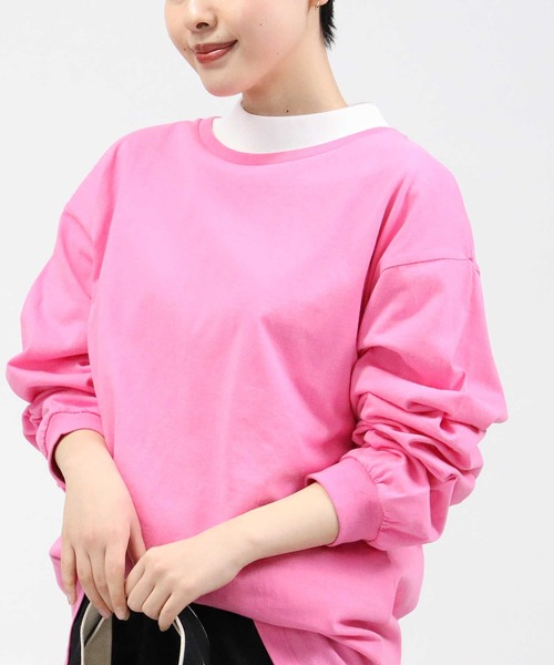 Right-on（ライトオン）の「【HONEYSUCKLE ROSE】スリットビッグロンＴ（Tシャツ/カットソー・レディース・グレー/ブラック/グリーン/オレンジ/ホワイト/ピンク・S/M/L）」の13枚目の写真