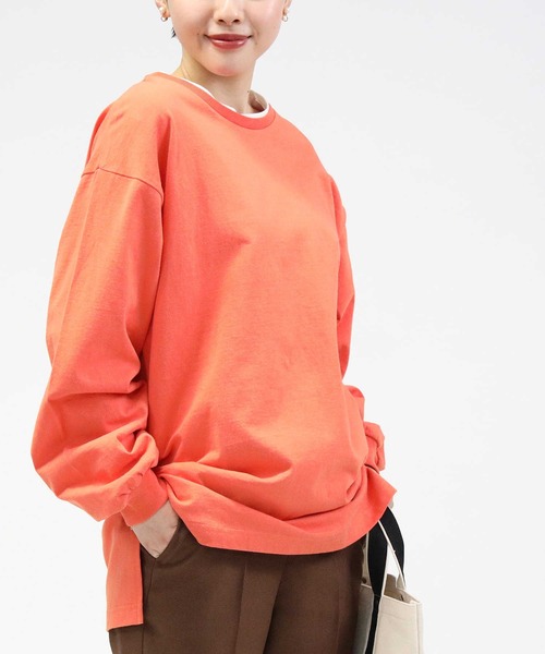 Right-on（ライトオン）の「【HONEYSUCKLE ROSE】スリットビッグロンＴ（Tシャツ/カットソー・レディース・グレー/ブラック/グリーン/オレンジ/ホワイト/ピンク・S/M/L）」の17枚目の写真