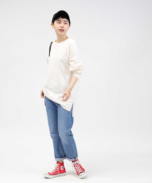 Right-on（ライトオン）の「【HONEYSUCKLE ROSE】スリットビッグロンＴ（Tシャツ/カットソー・レディース・グレー/ブラック/グリーン/オレンジ/ホワイト/ピンク・S/M/L）」の22枚目の写真