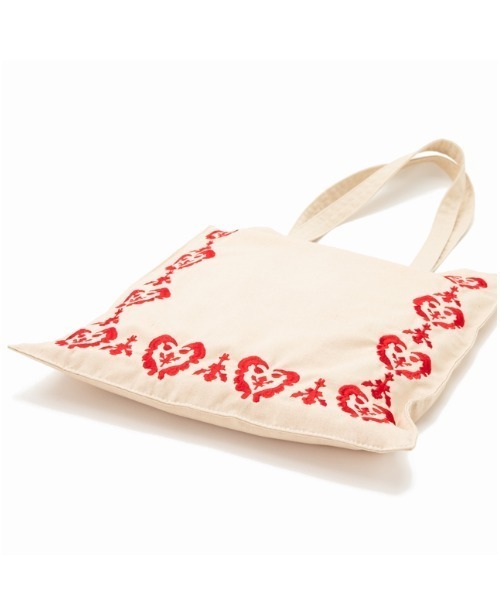 Casselini（キャセリーニ）の「Casselini(キャセリーニ)エンブロイダリートート（トートバッグ・レディース・グリーン/オレンジ/アイボリー・FREE）」の9枚目の写真