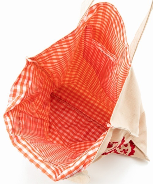 Casselini（キャセリーニ）の「Casselini(キャセリーニ)エンブロイダリートート（トートバッグ・レディース・グリーン/オレンジ/アイボリー・FREE）」の10枚目の写真