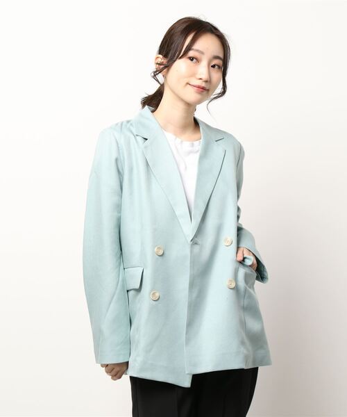 Te chichi TERRASSE（テチチテラス）の「テーラードジャケット（セットアップ可）（テーラードジャケット・レディース・ネイビー/ベージュ/ミント・ﾌﾘ-）」の8枚目の写真