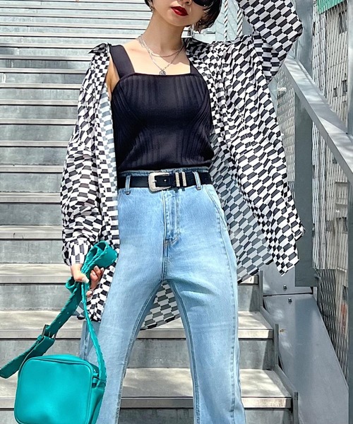 PAGEBOY（ページボーイ）の「シアールーズシャツ（シャツ/ブラウス・レディース・ブラック/オフホワイト/ブラック×ホワイト/コーラル/スカイブルー系・FREE）」の6枚目の写真