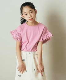 a.v.v（アーヴェヴェ）の「[160]アイスタッチフリルスリーブTシャツ（Tシャツ/カットソー・キッズ）」