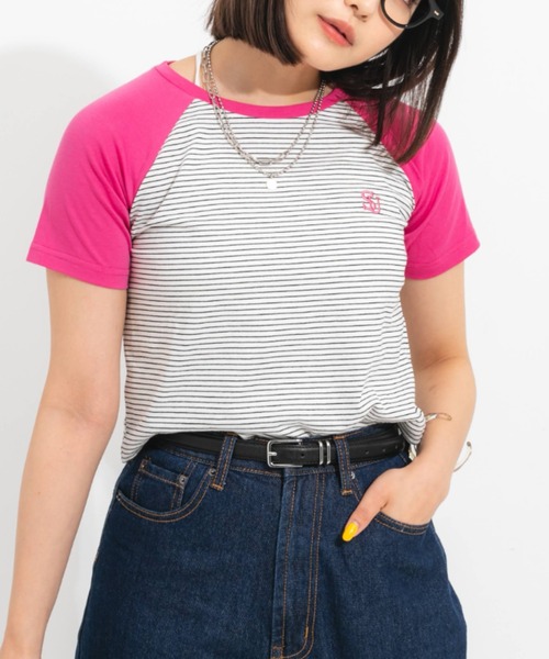 nemne store(ネンネストア)の「刺繍ワンポイントラグランアソートTシャツ(Tシャツ/カットソー・レディース・ピンク/オレンジ/ミント/オートミール・フリー)」の9枚目の写真
