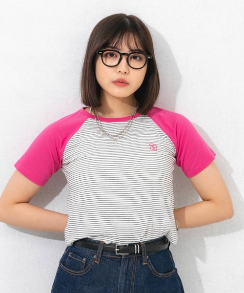 nemne store(ネンネストア)の「刺繍ワンポイントラグランアソートTシャツ(Tシャツ/カットソー・レディース・ピンク/オレンジ/ミント/オートミール・フリー)」の6枚目の写真