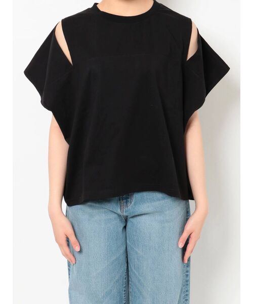 Ungrid(アングリッド)の「ショルダースリットルーズTee(Tシャツ/カットソー・レディース・ブラック/オフホワイト・FREE)」の6枚目の写真