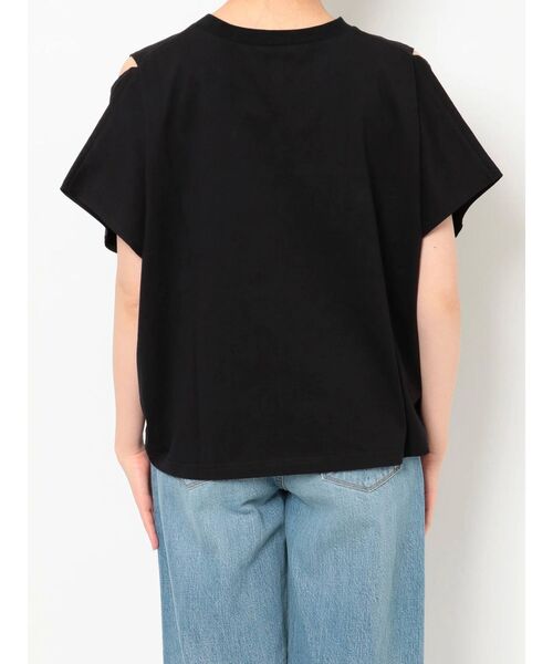 Ungrid(アングリッド)の「ショルダースリットルーズTee(Tシャツ/カットソー・レディース・ブラック/オフホワイト・FREE)」の3枚目の写真