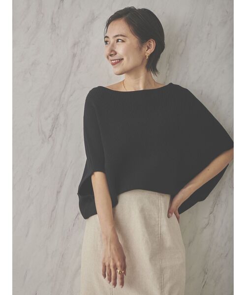 COTORICA（コトリカ）の「横リブドルマンウォッシャブルニット（ニット/セーター・レディース・ブラック/グリーン/ベージュ・FREE）」の2枚目の写真