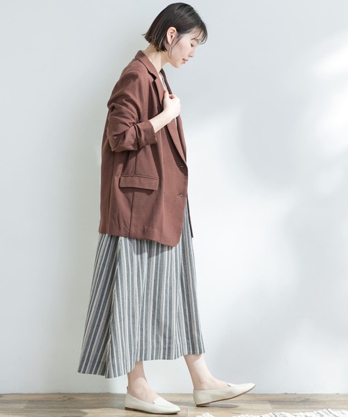 F by ROSSO（エフバイロッソ）の「F by ROSSO　リネンライクオーバーダブルジャケット（テーラードジャケット・レディース・ブラウン/アイボリー・FREE）」の8枚目の写真