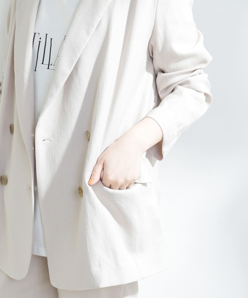 F by ROSSO（エフバイロッソ）の「F by ROSSO　リネンライクオーバーダブルジャケット（テーラードジャケット・レディース・ブラウン/アイボリー・FREE）」の15枚目の写真