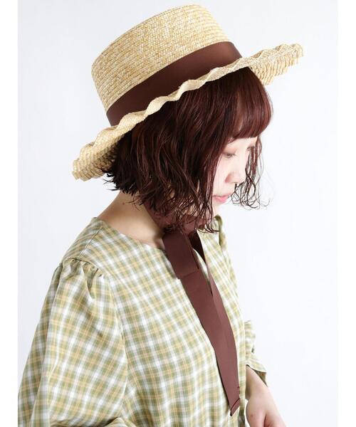 ehka sopo（エヘカソポ）の「なみなみカンカン帽（ハット・レディース・ブラック/オフホワイト/ブラウン・ﾌﾘ-）」の4枚目の写真