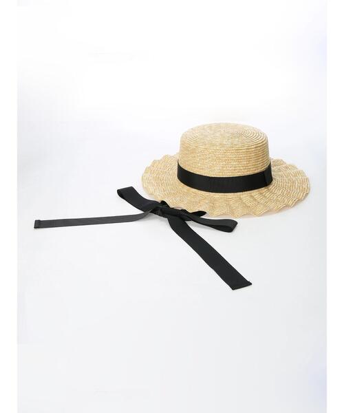 ehka sopo（エヘカソポ）の「なみなみカンカン帽（ハット・レディース・ブラック/オフホワイト/ブラウン・ﾌﾘ-）」の8枚目の写真