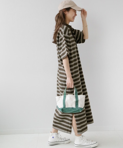 JOURNAL STANDARD relume(ジャーナルスタンダード レリューム)の「MVS天竺ポロワンピース(ワンピース・レディース・ブラウン/グリーン・FREE)」の20枚目の写真