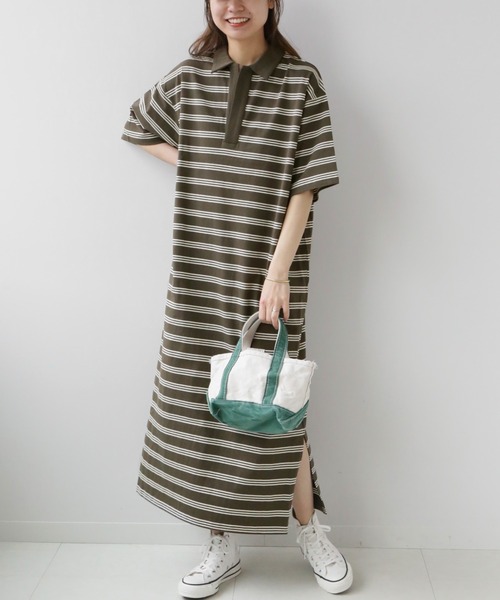 JOURNAL STANDARD relume(ジャーナルスタンダード レリューム)の「MVS天竺ポロワンピース(ワンピース・レディース・ブラウン/グリーン・FREE)」の17枚目の写真