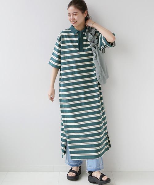 JOURNAL STANDARD relume(ジャーナルスタンダード レリューム)の「MVS天竺ポロワンピース(ワンピース・レディース・ブラウン/グリーン・FREE)」の9枚目の写真