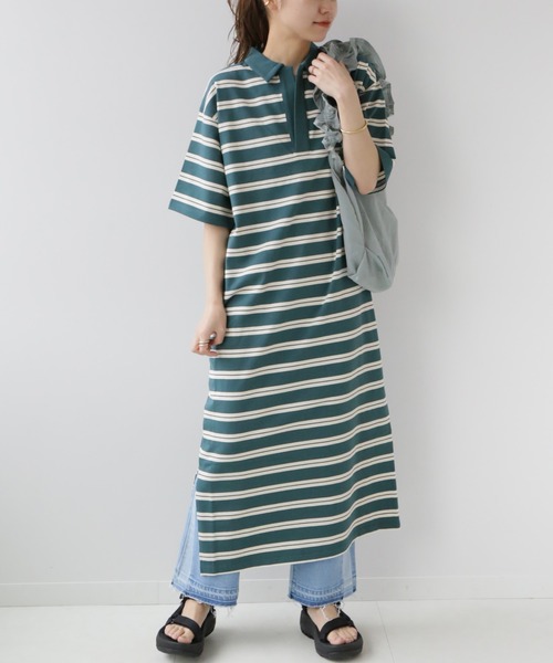 JOURNAL STANDARD relume(ジャーナルスタンダード レリューム)の「MVS天竺ポロワンピース(ワンピース・レディース・ブラウン/グリーン・FREE)」の15枚目の写真
