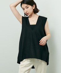 麻混ショルダータックベスト