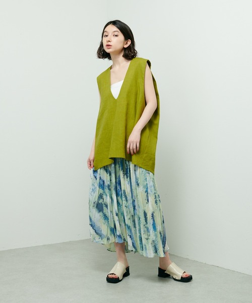 Lui's(ルイス)の「麻混ショルダータックベスト(ベスト・レディース・キナリ/ブラック/ライム・FREE)」の4枚目の写真