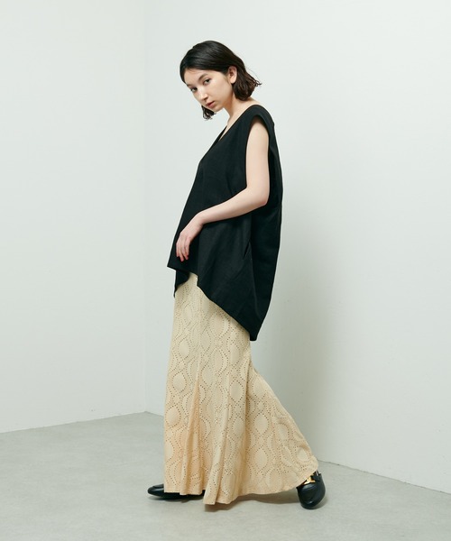 Lui's(ルイス)の「麻混ショルダータックベスト(ベスト・レディース・キナリ/ブラック/ライム・FREE)」の5枚目の写真