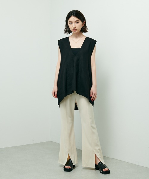 Lui's(ルイス)の「麻混ショルダータックベスト(ベスト・レディース・キナリ/ブラック/ライム・FREE)」の6枚目の写真