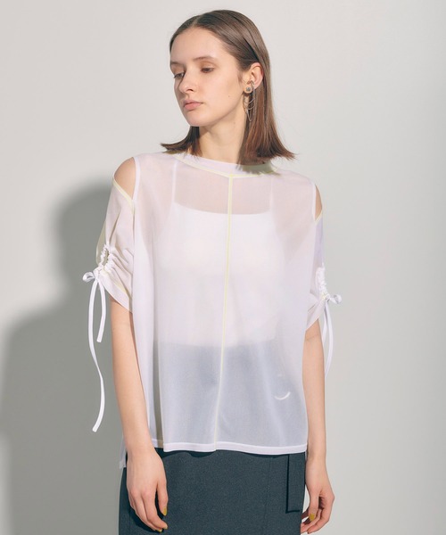 PUBLIC TOKYO（パブリックトウキョウ）の「ショルダースリットシアーTシャツ/ウォッシャブル（Tシャツ/カットソー・レディース・ベージュ/ブラック/ホワイト・FREE）」の13枚目の写真