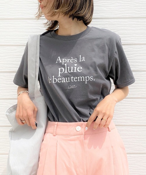 Q(キュー)の「pluie 半袖T(Tシャツ/カットソー・レディース・ホワイト/チャコールグレー・MEDIUM)」の2枚目の写真