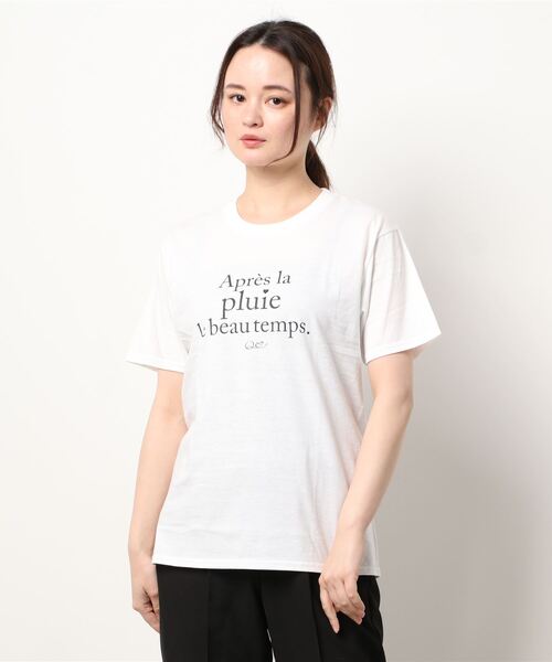 Q(キュー)の「pluie 半袖T(Tシャツ/カットソー・レディース・ホワイト/チャコールグレー・MEDIUM)」の9枚目の写真