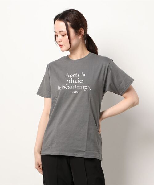 Q(キュー)の「pluie 半袖T(Tシャツ/カットソー・レディース・ホワイト/チャコールグレー・MEDIUM)」の12枚目の写真