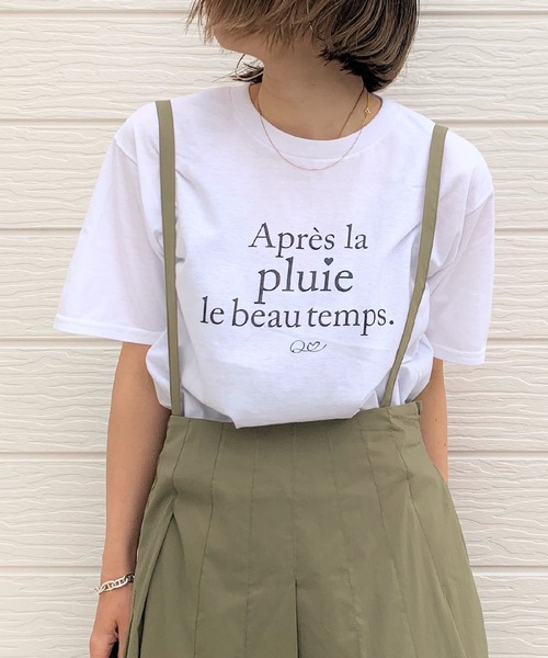 Q(キュー)の「pluie 半袖T(Tシャツ/カットソー・レディース・ホワイト/チャコールグレー・MEDIUM)」の3枚目の写真