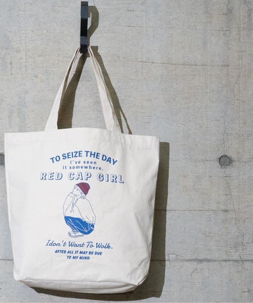 Red Cap Girl（レッドキャプガール）の「【a-r】〔Red Cap Girl/レッドキャップガール〕イラストトートバック（トートバッグ・メンズ・ブルー/グリーン/ブラック/ネイビー/グリーン系1/サックスブルー系1/ブルー系1/ブラック系1・FREE）」の6枚目の写真