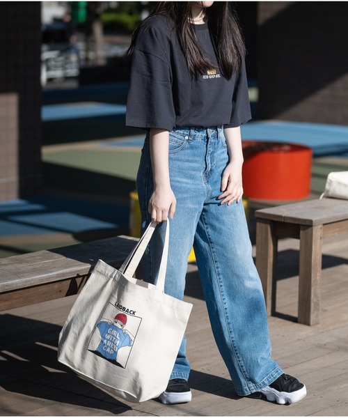 Red Cap Girl（レッドキャプガール）の「【a-r】〔Red Cap Girl/レッドキャップガール〕イラストトートバック（トートバッグ・メンズ・ブルー/グリーン/ブラック/ネイビー/グリーン系1/サックスブルー系1/ブルー系1/ブラック系1・FREE）」の18枚目の写真