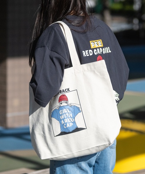 Red Cap Girl（レッドキャプガール）の「【a-r】〔Red Cap Girl/レッドキャップガール〕イラストトートバック（トートバッグ・メンズ・ブルー/グリーン/ブラック/ネイビー/グリーン系1/サックスブルー系1/ブルー系1/ブラック系1・FREE）」の15枚目の写真