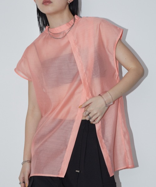 Aunt Marie's(アントマリーズ)の「シアースリットシャツ / 前後2WAY(シャツ/ブラウス・レディース・ホワイト/ブラック/ピンク/チェック・FREE)」の3枚目の写真