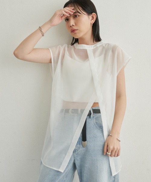 Aunt Marie's(アントマリーズ)の「シアースリットシャツ / 前後2WAY(シャツ/ブラウス・レディース・ホワイト/ブラック/ピンク/チェック・FREE)」の10枚目の写真