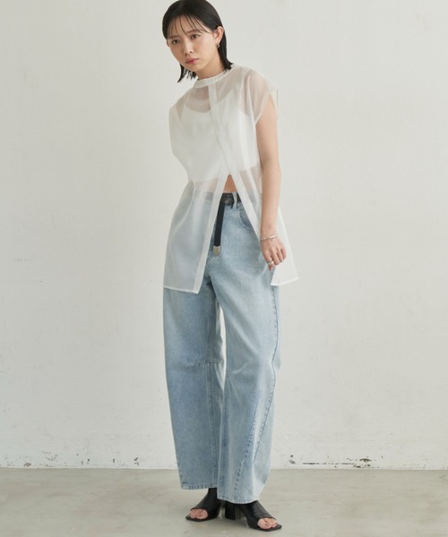 Aunt Marie's(アントマリーズ)の「シアースリットシャツ / 前後2WAY(シャツ/ブラウス・レディース・ホワイト/ブラック/ピンク/チェック・FREE)」の5枚目の写真