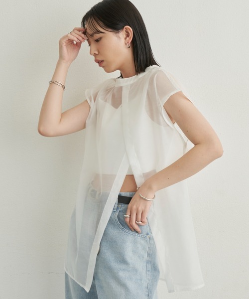 Aunt Marie's(アントマリーズ)の「シアースリットシャツ / 前後2WAY(シャツ/ブラウス・レディース・ホワイト/ブラック/ピンク/チェック・FREE)」の9枚目の写真