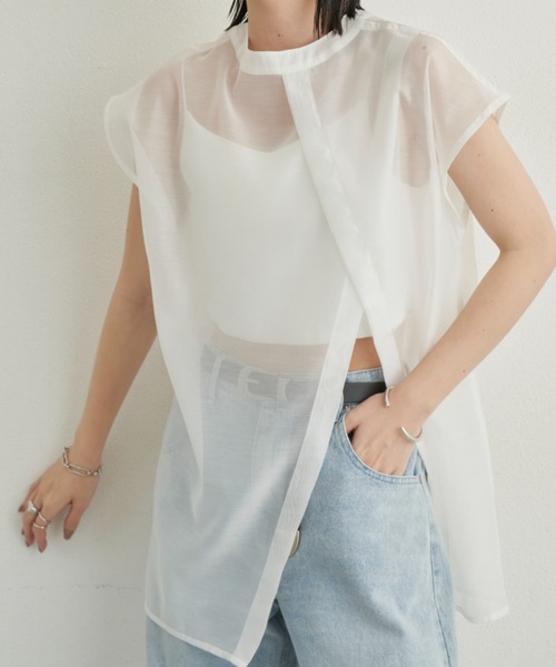 Aunt Marie's(アントマリーズ)の「シアースリットシャツ / 前後2WAY(シャツ/ブラウス・レディース・ホワイト/ブラック/ピンク/チェック・FREE)」の11枚目の写真