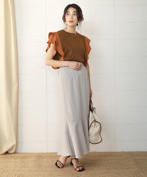 Bou Jeloud(ブージュルード)の「【WEB限定】リップルデザイントップス(Tシャツ/カットソー・レディース・ベージュ/キャメル/ブルー・FREE)」の14枚目の写真