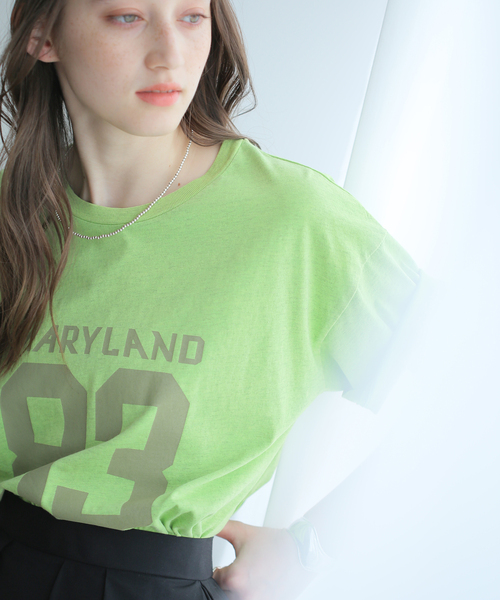 B.C STOCK(ベーセーストック)の「オーバーダイナンバーTシャツ(Tシャツ/カットソー・レディース・ベージュ/オレンジ/グリーン・FREE)」の3枚目の写真