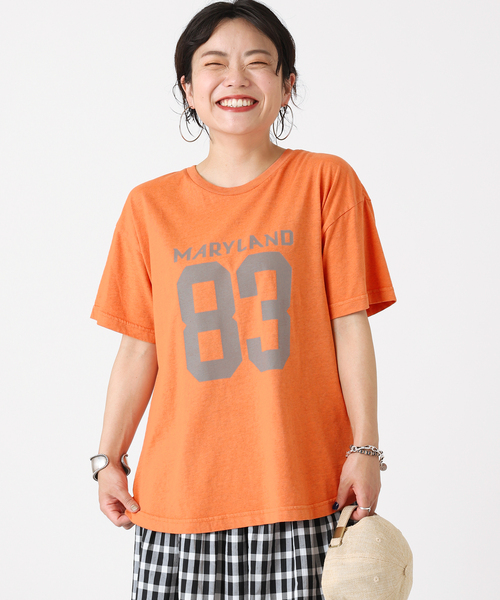 B.C STOCK(ベーセーストック)の「オーバーダイナンバーTシャツ(Tシャツ/カットソー・レディース・ベージュ/オレンジ/グリーン・FREE)」の4枚目の写真