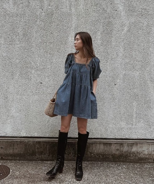 ACYM（アシーム）の「Flare denim mini ワンピース（ワンピース）」 - WEAR