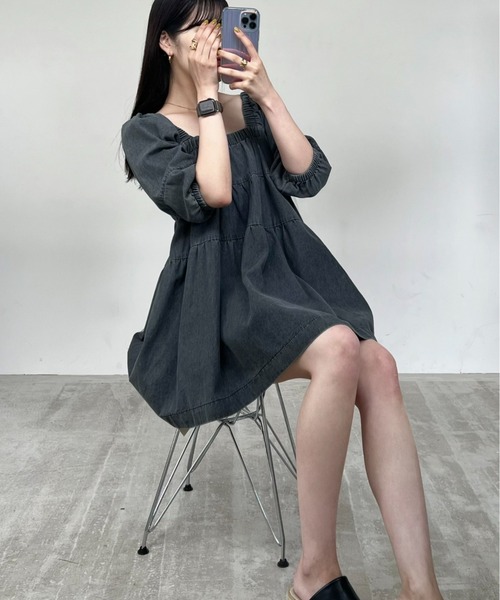 ACYM（アシーム）の「Flare denim mini ワンピース（ワンピース）」 - WEAR