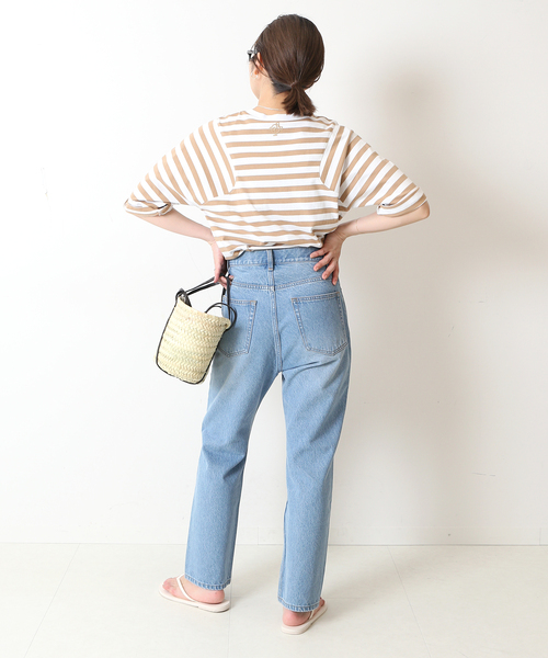 SLOBE IENA(スローブイエナ)の「【JUST FEMALE/ジャストフィーメイル 】 ボーダーカットソー(Tシャツ/カットソー・レディース・ベージュ/ブルー・FREE)」の3枚目の写真